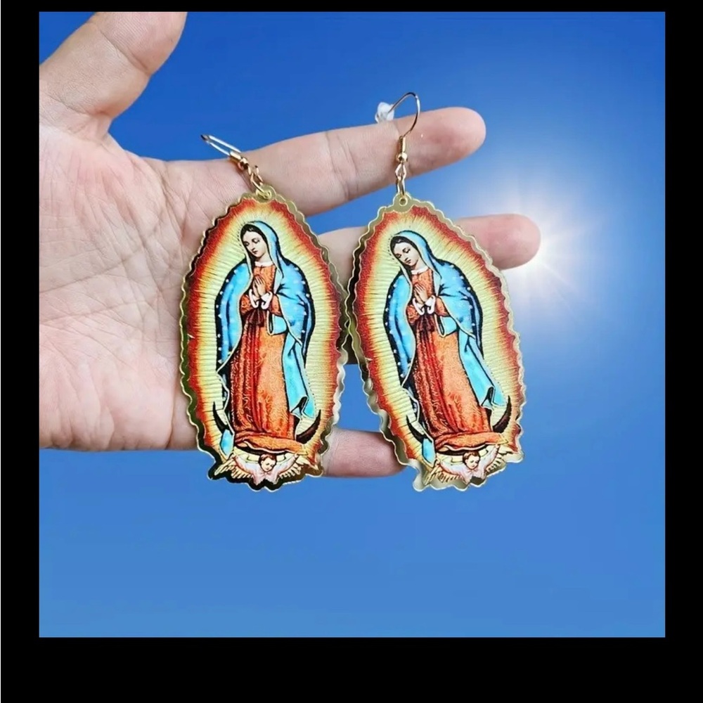 Beautiful mother Mary earrings large